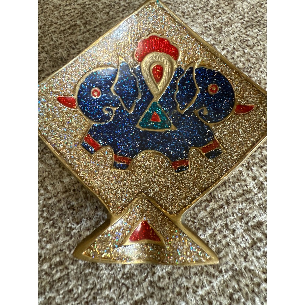 Vintage Brass  Kite Shape Double Elephant Gold Glitter Boho Decor‎ Tray